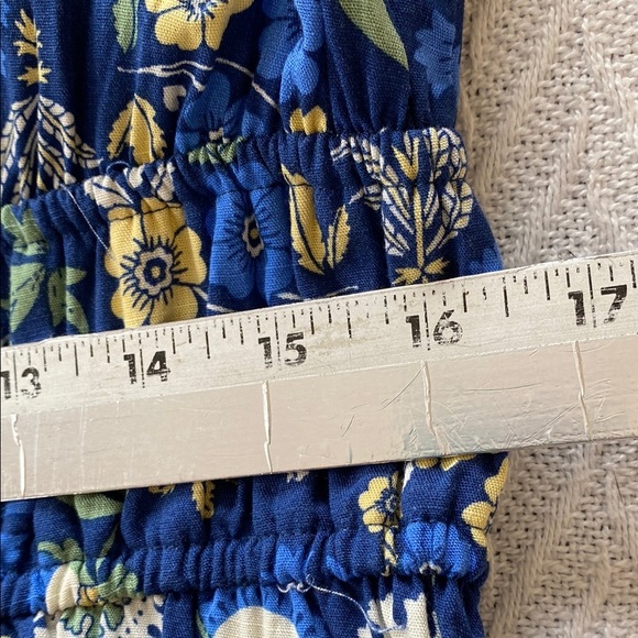 Springfield Floral Blue Midi Dress Long Balloon Sleeve Empire Boho Feminine - Picture 15 of 15